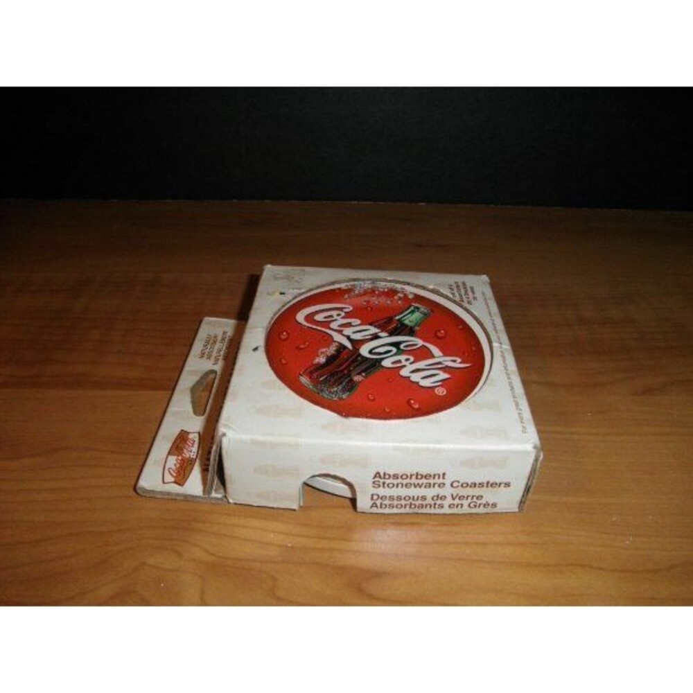 NEW COCA-COLA (SET OF FOUR) ABSORBENT NATURE STONEWARE COASTER SET